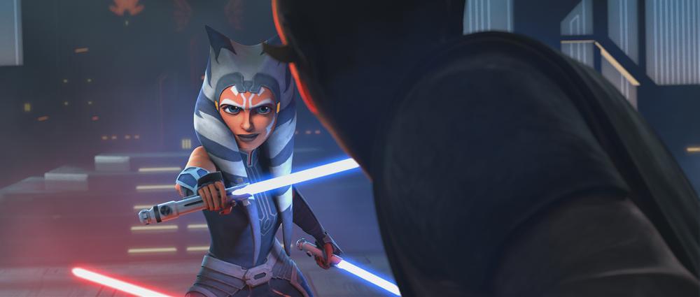 ahsoka tano with her blue lightsabers