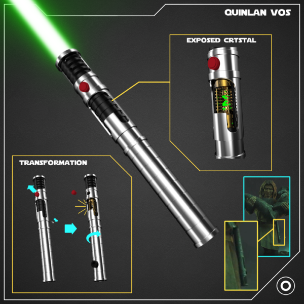 Quinlan Vos Lightsaber — Crystal Chamber Green Neopixel Replica, Jedi Master of Psychometry | ISABER
